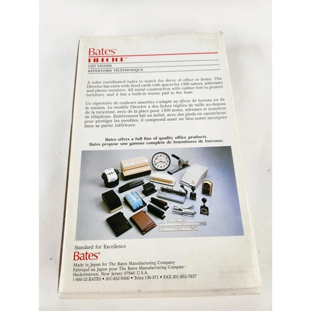 NEW‎ Vintage Metal Bates Secretary Telephone Address Directory Desk Rolodex Book